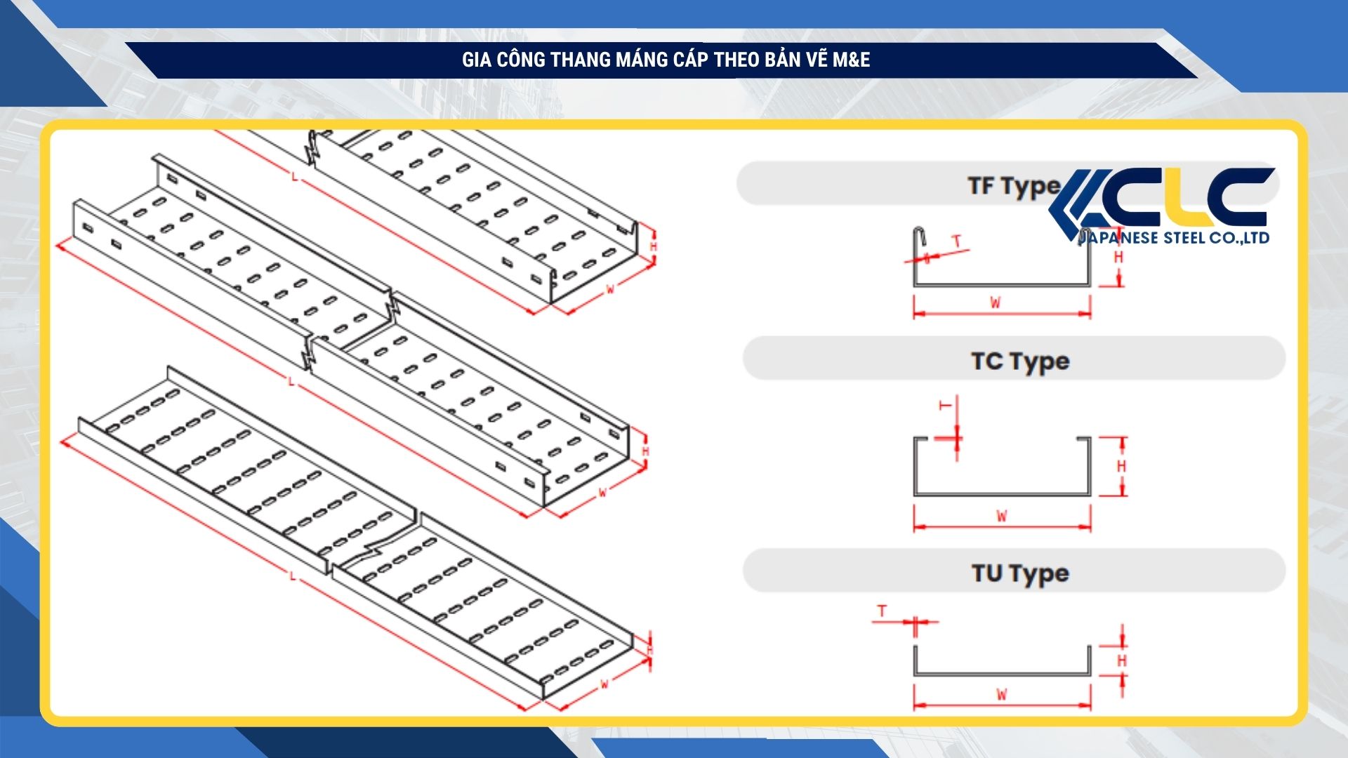 Gia công thang máng cáp theo bản vẽ M&E | Thép Nhật CLC